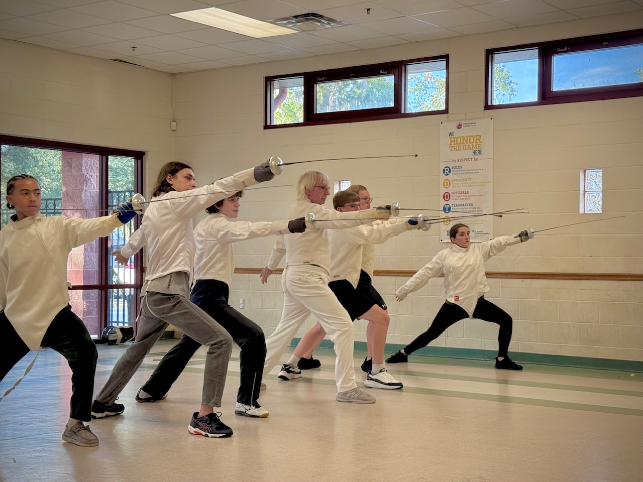 Fencers in action
